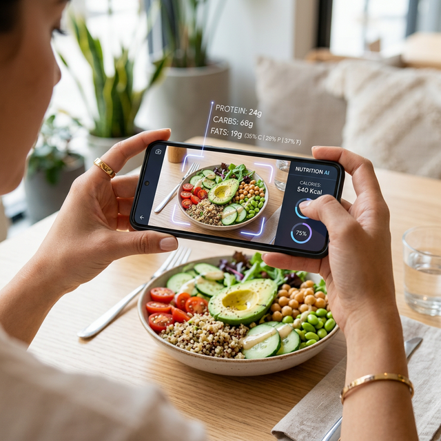 AI scanning a beautiful healthy bowl