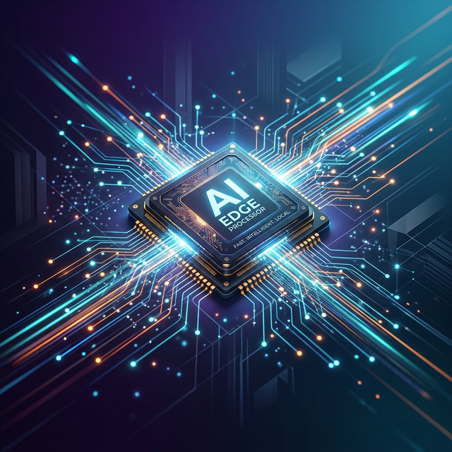 Futuristic edge computing AI conceptual visual